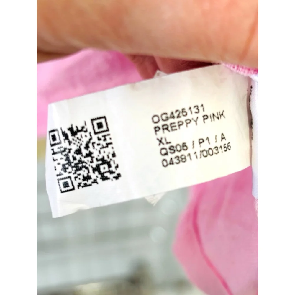 Old Navy Girls XL (14-16) Preppy Pink Puff Sleeved Top Smocked Pineapple Print